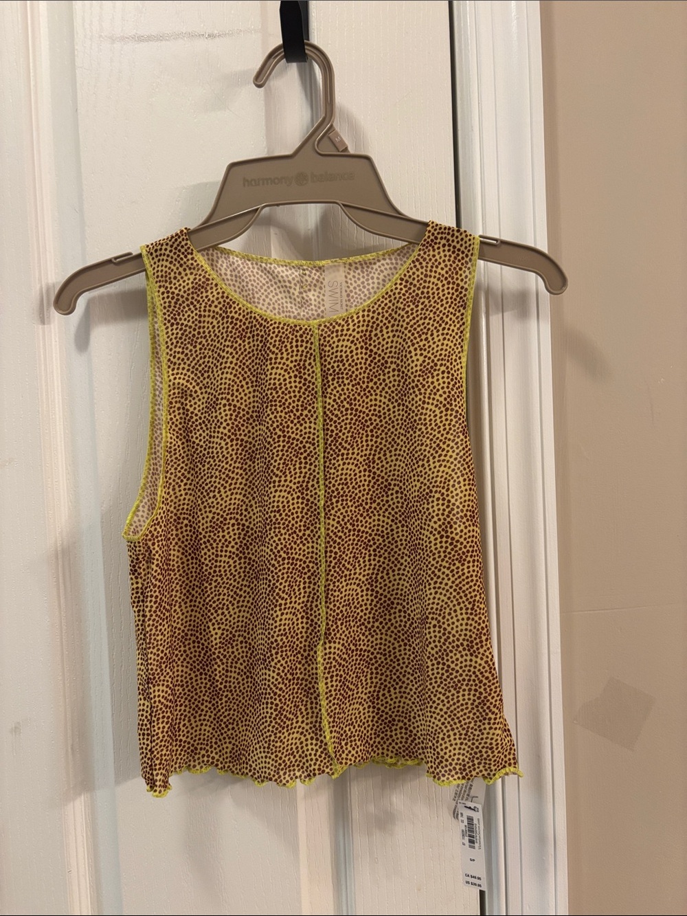 Victoria's Secret Yellow and Brown Dotted swim  Tank Top